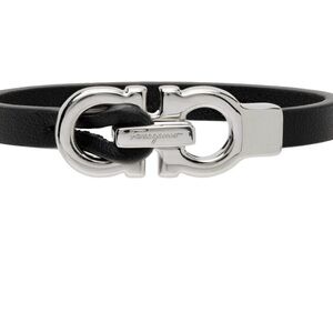 Salvatore Ferragamo Black and Silver Bracelet